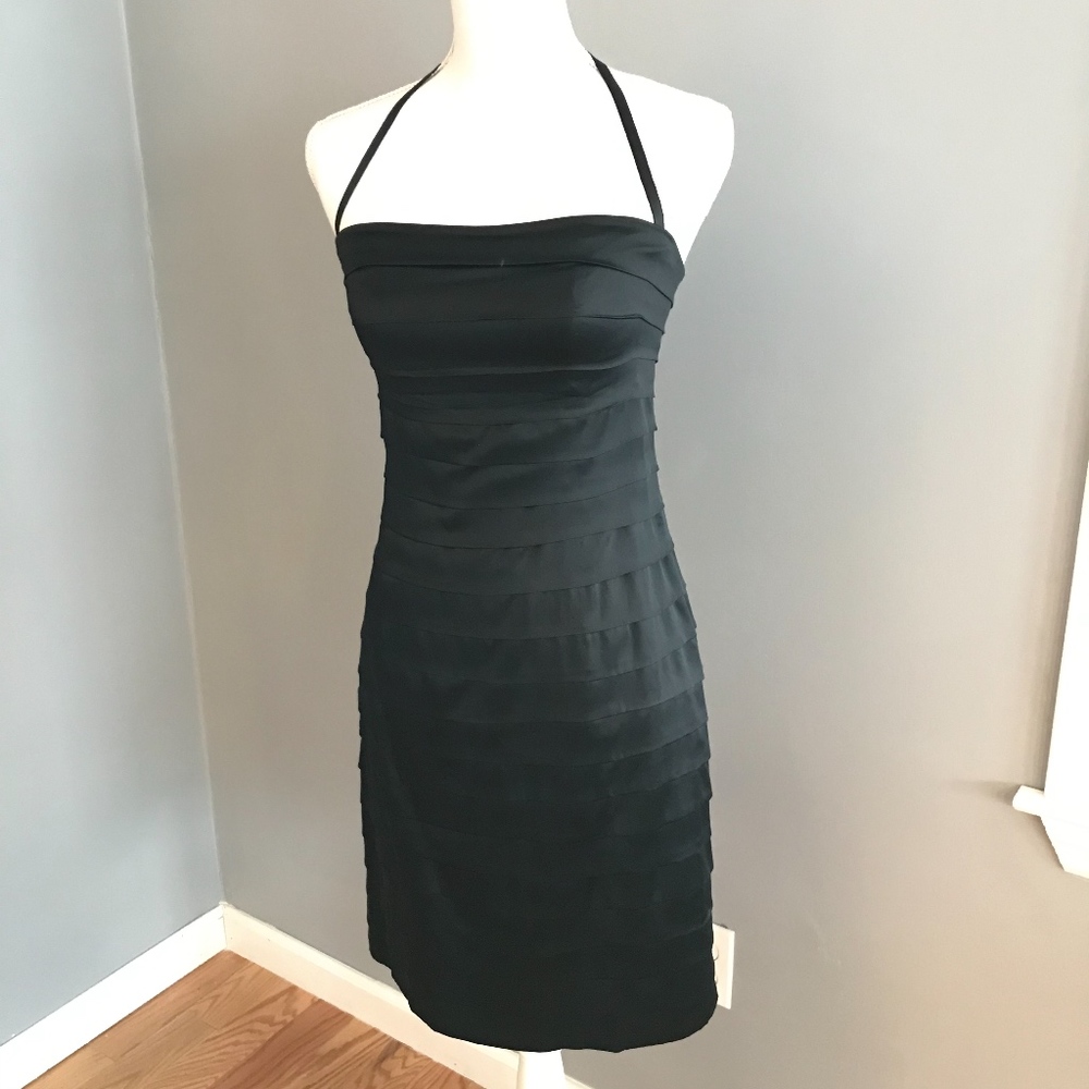 Bebe Silk Tiered Bodycon Cocktail Dress